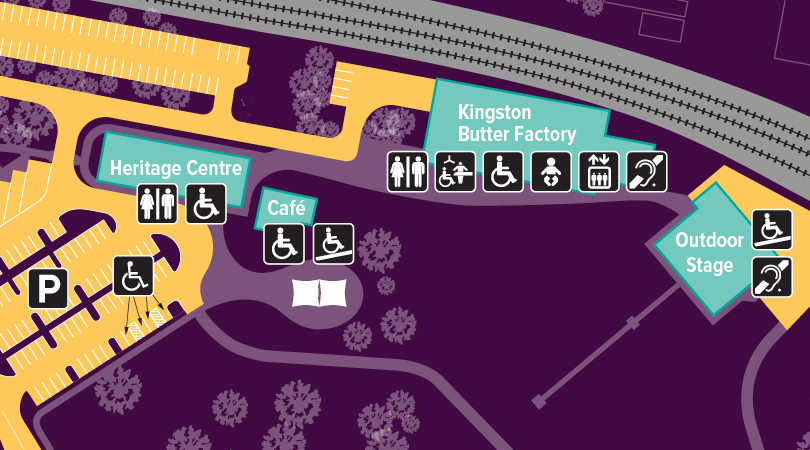 Map showing the location of Kingston Butter Factory Cultural Precinct assets.