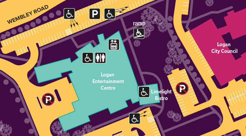 Map showing the location of Logan Entertainment Centre