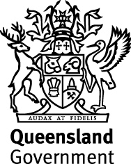 black and white Queensland Government corporate logo
