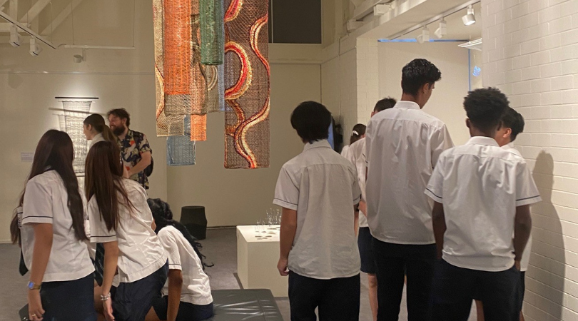 Students tour the Logan Art Gallery