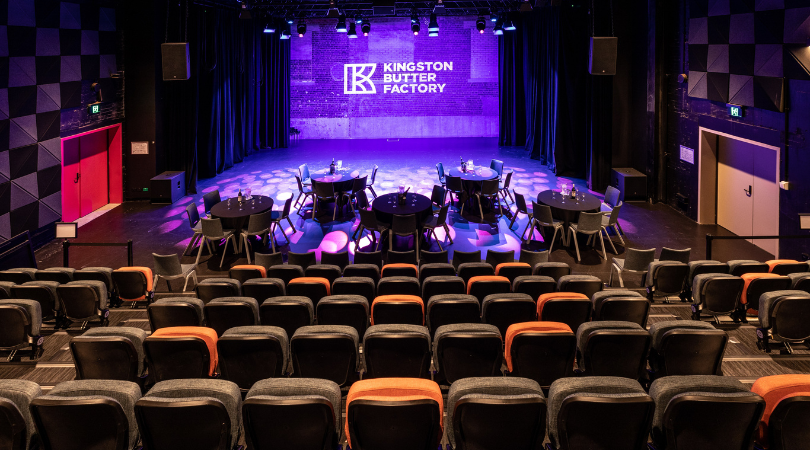 Inside the Butterbox Theatre featuring seating and stage.